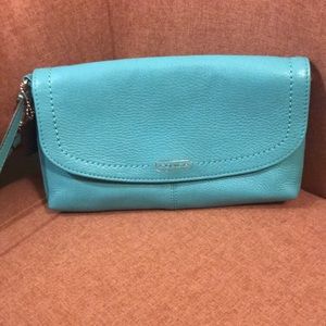 Blue Coach Wristlet/Clutch